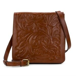 Patricia Nash Granada Tooled Leather Embossed Crossbody Bag Brown